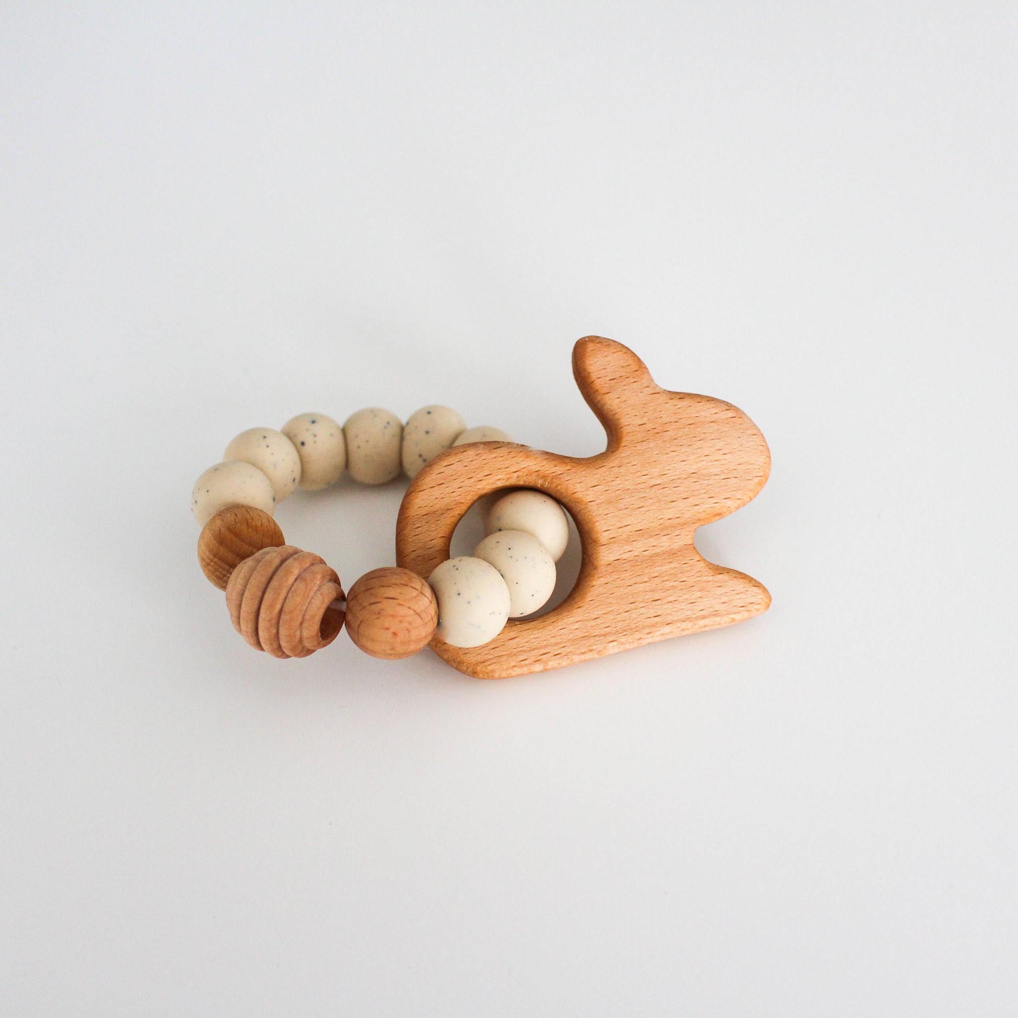 Neem Wooden Teethers Shaped Like Apple and Ring Brown for Babies Handmade  and Safe Set of 2 Pcs - Onegreen